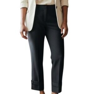 VINCE Womens Black Wool Blend Cropped Cuff Dress Pants Size 8